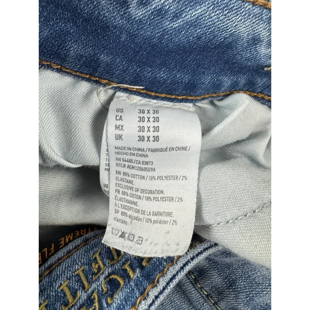 American Eagle Outfitters Mens Extreme Flex Original Boot Jeans 30x30 Light Wash